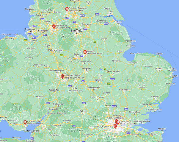 Map of 8 sites